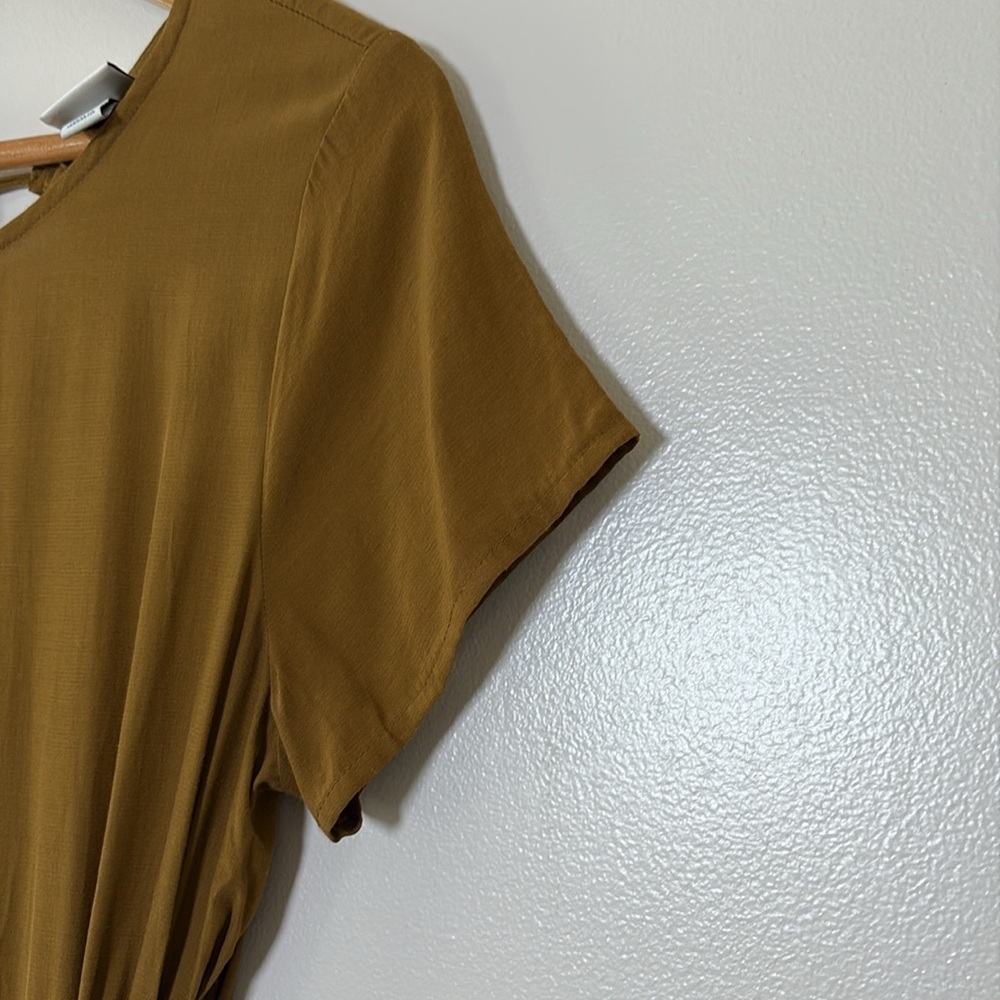 A New Day Brown Midi Dress Lightweight Cutout asymmetrical Hem‎ Tie Back Size M - Picture 6 of 15